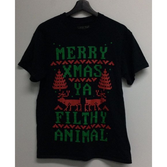 Classic Teaze Other - Classic Teaze Merry Xmas Ya Filthy Animal Mens T-shirt Black Size M Graphic Tee